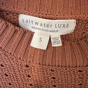 Saltwater Luxe Cropped Knit Sweater Rust Brown - Size Small -Made in Los Angeles